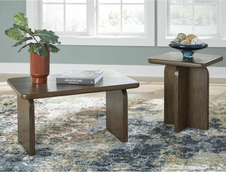 Signature Design by Ashley Shawbeck 2-Piece Dark Brown Casual Dining Table Set with Sled Base
