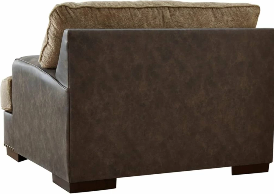 Signature Design by Ashley Alesbury Retro Chair and a Half - Dark Brown Upholstered Living Room Seating