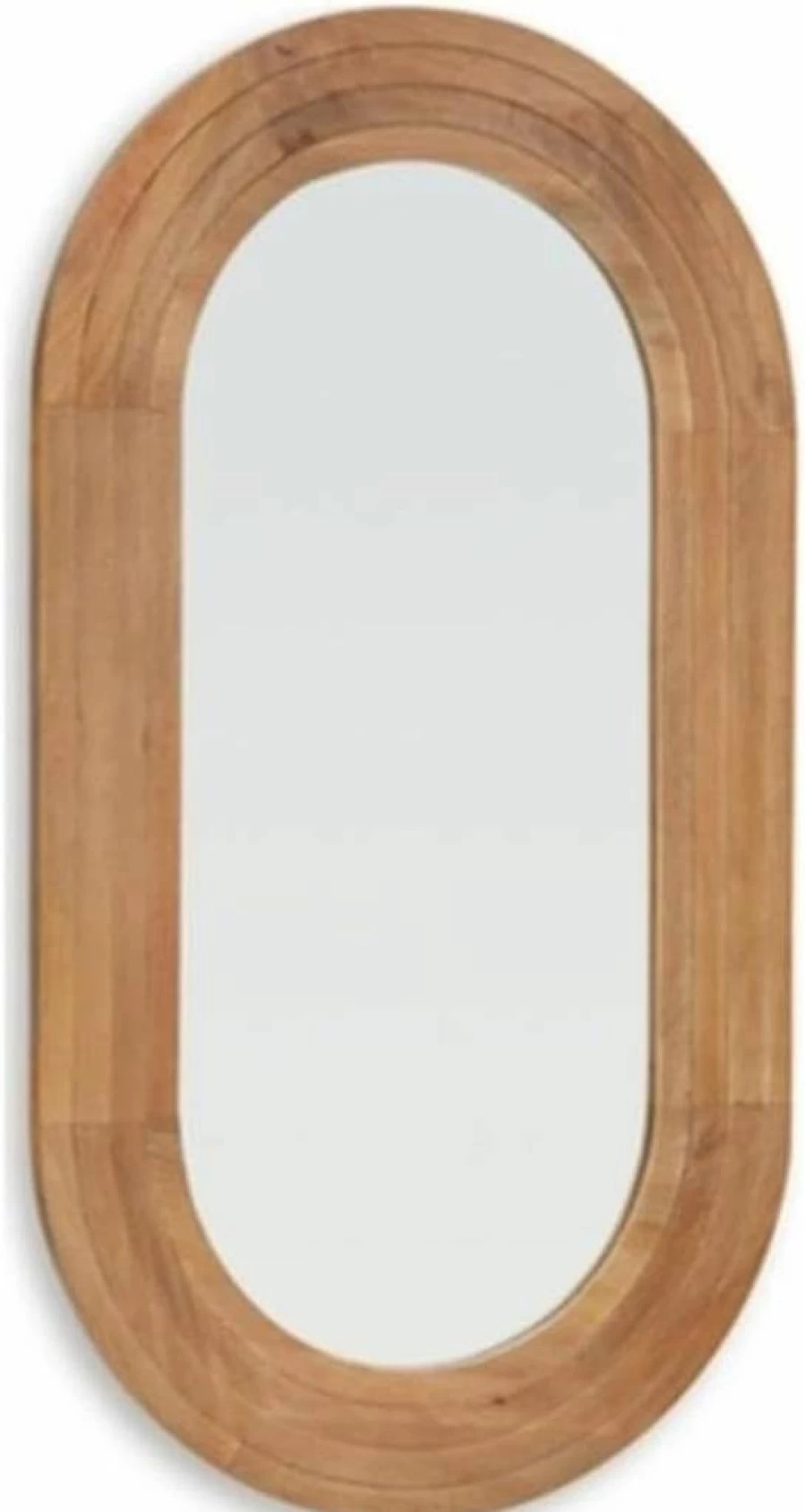 Signature Design by Ashley Daverly Rustic Wood Accent Mirror in Light Brown - Country Style Oblong Wall Mirror