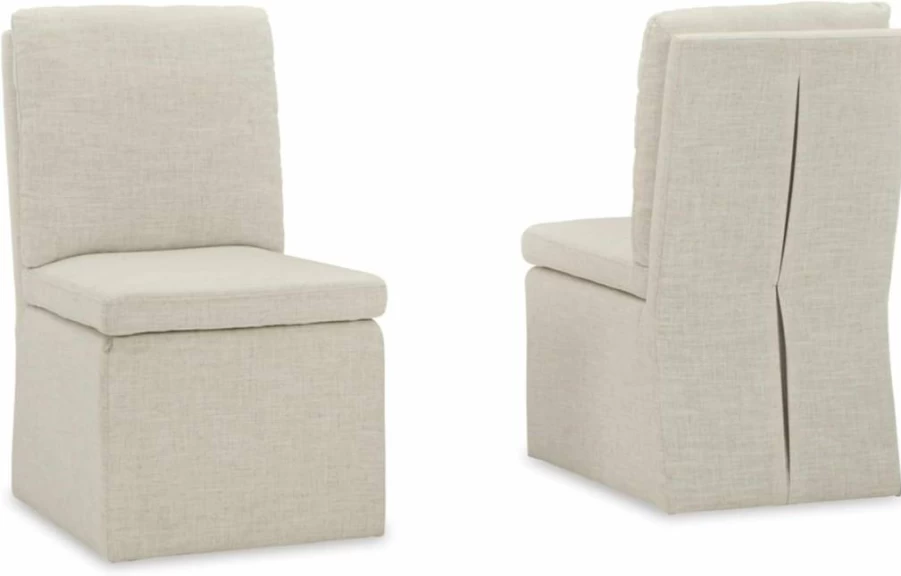 Signature Design by Ashley Krystanza Armless Dining Chairs, Set of 2, Beige Upholstered Seats, Classic Style