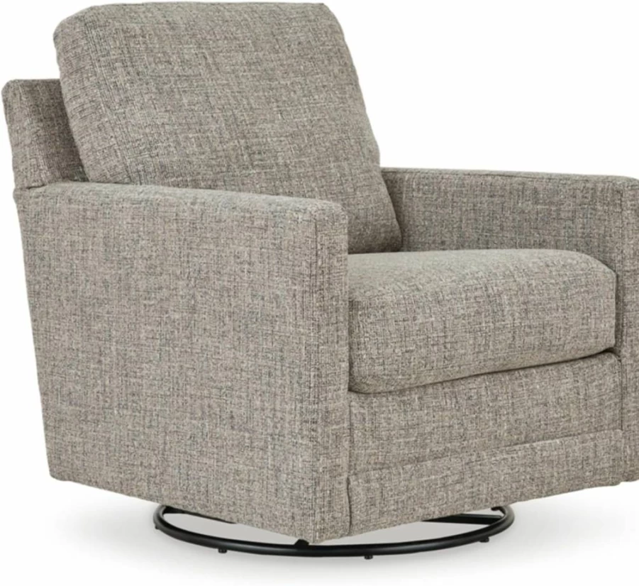 Signature Design by Ashley Bralynn Upholstered Swivel Glider Chair in Light Gray - Modern Accent Chair for Living Room