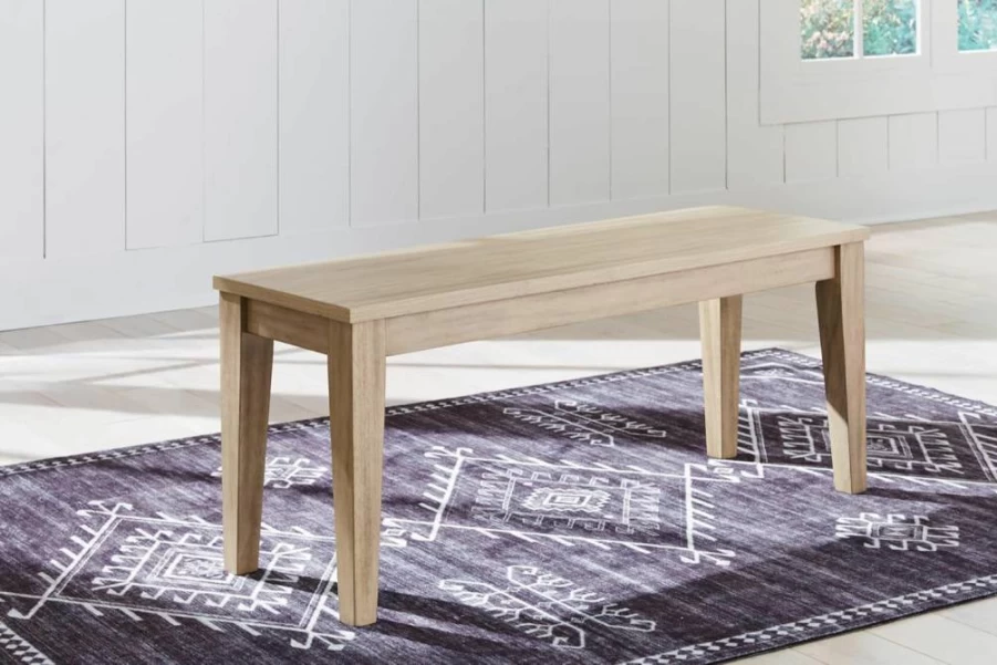 Signature Design by Ashley Gleanville 42" Modern Dining Table Bench in Light Brown, Contemporary Kitchen Seating