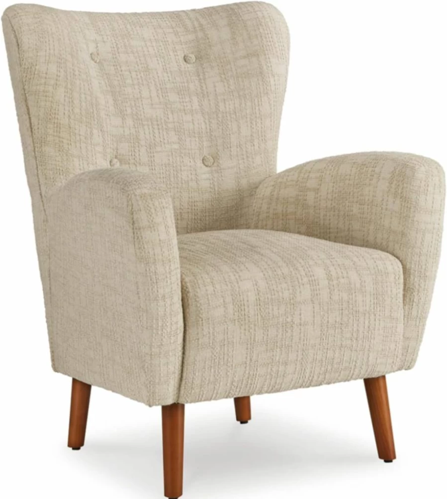 Signature Design by Ashley Jemison Modern Tufted Accent Chair in Beige – Nuvella Upholstered Contemporary Lounge Chair