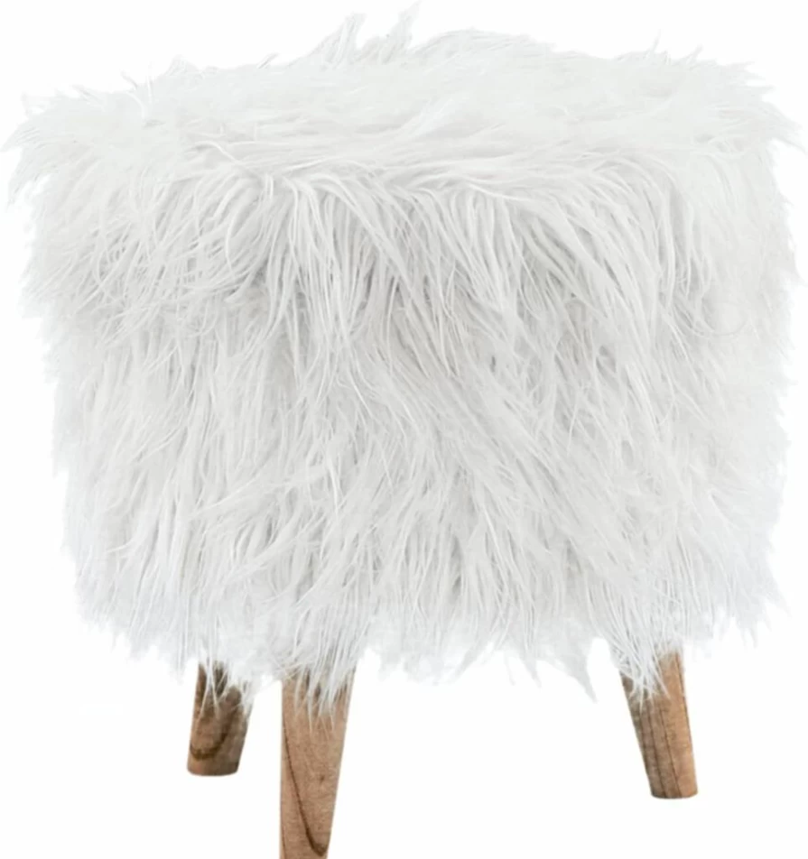 Signature Design by Ashley Elson Modern White Faux Fur Storage Ottoman with Chic Design