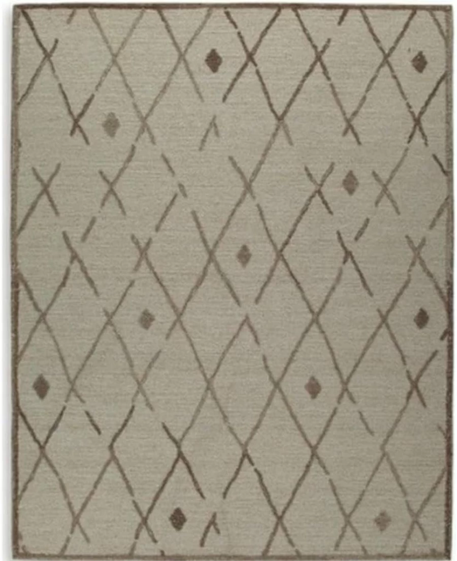 Signature Design by Ashley Guyford Handmade Wool 8'x10' Area Rug with Geometric Pattern in Beige & Light Brown for Indoor Use