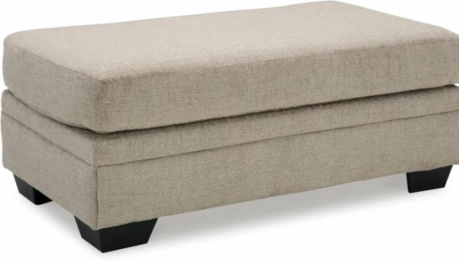 Signature Design by Ashley Stonemeade Light Brown Upholstered Rectangular Ottoman - Casual Living Room Footrest, Storage Bench