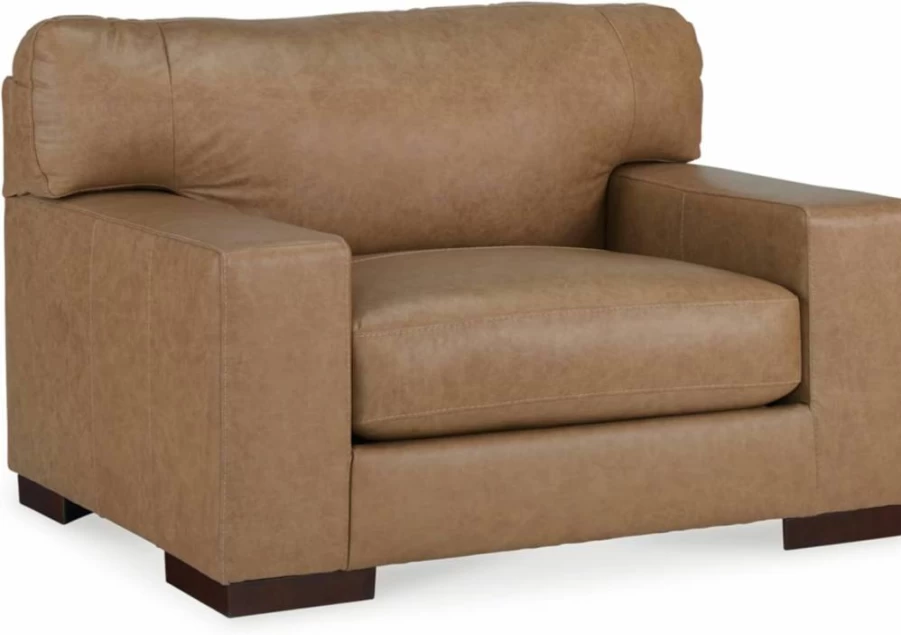 Signature Design by Ashley Luigi Modern Oversized Chair - Black Tufted Leather Match Upholstered Lounge Seat