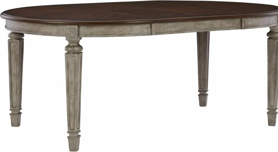 Signature Design by Ashley Londenbay Farmhouse Extension Dining Table - Brown & Gray Oval Classic Style