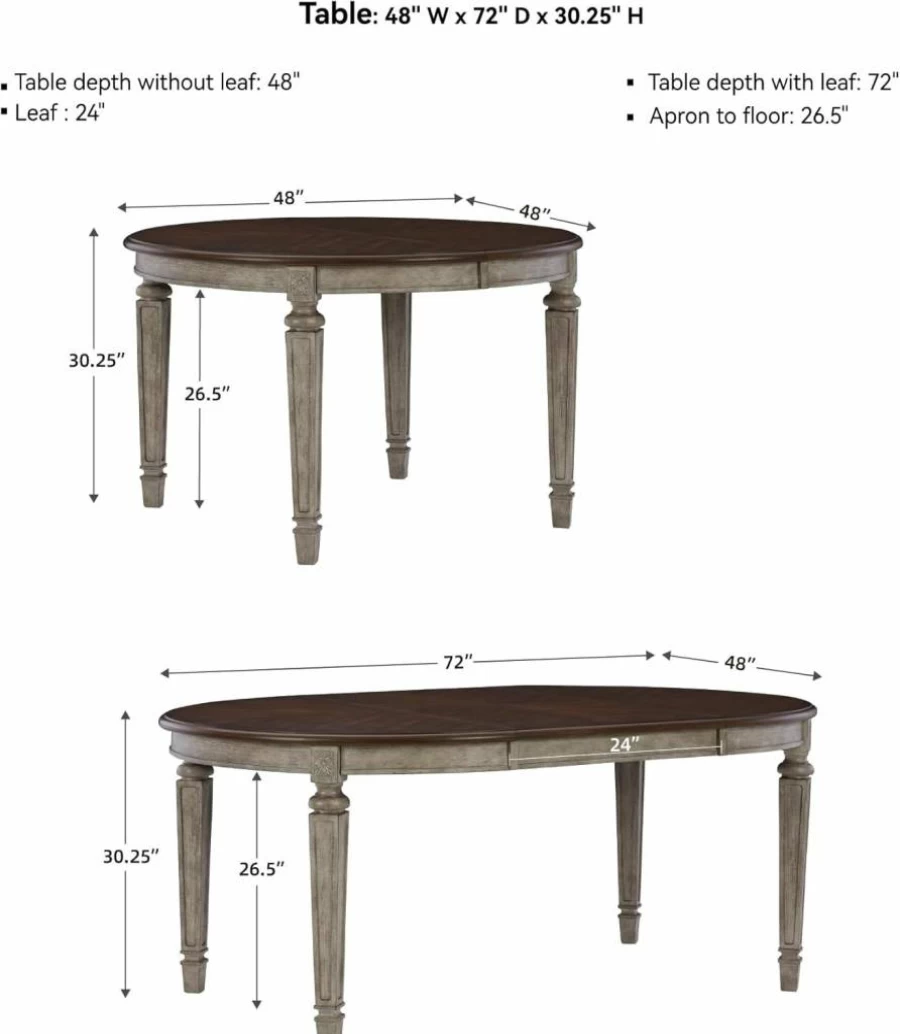 Signature Design by Ashley Londenbay Farmhouse Extension Dining Table - Brown & Gray Oval Classic Style