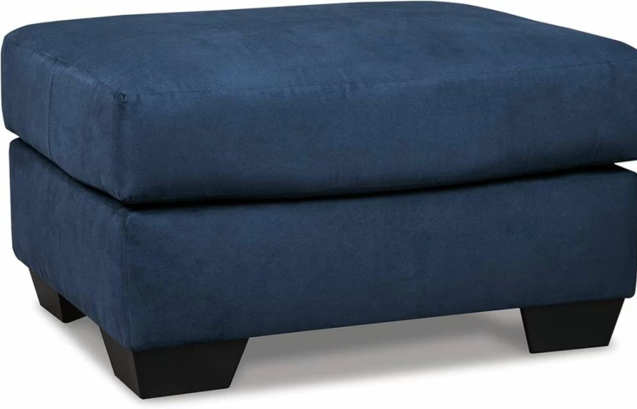 Signature Design by Ashley Darcy Black Plush Square Accent Ottoman - Casual Comfort Footrest Stool