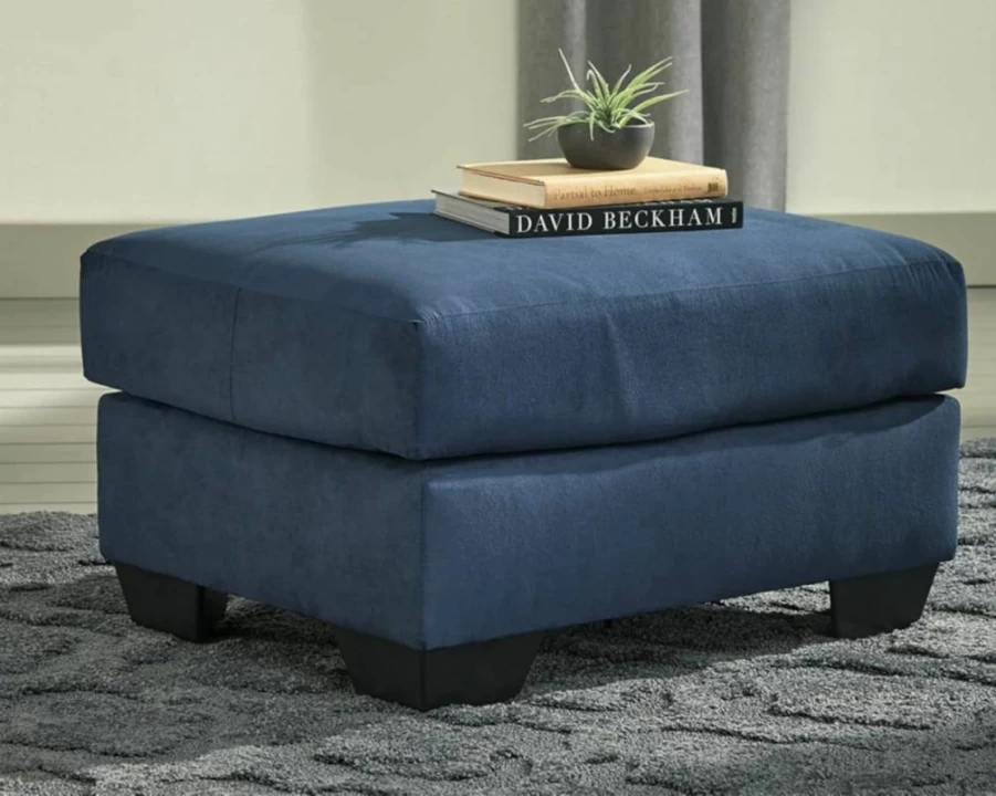 Signature Design by Ashley Darcy Black Plush Square Accent Ottoman - Casual Comfort Footrest Stool