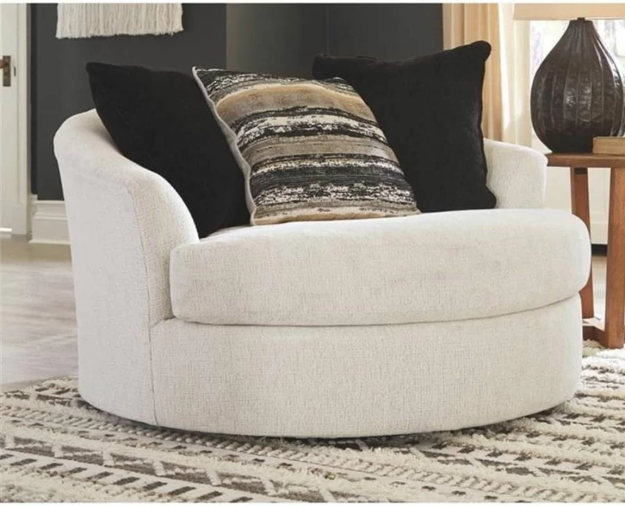 Signature Design by Ashley Alesbury Retro Oversized Swivel Accent Chair in Dark Brown - Modern Vintage Style Living Room Furniture