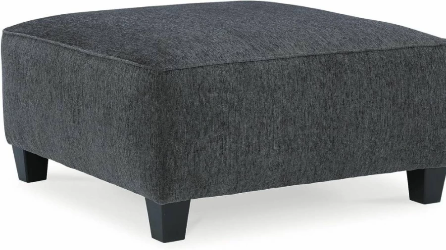 Signature Design by Ashley Abinger Modern Rectangular Storage Ottoman in Neutral Beige Fabric Upholstery