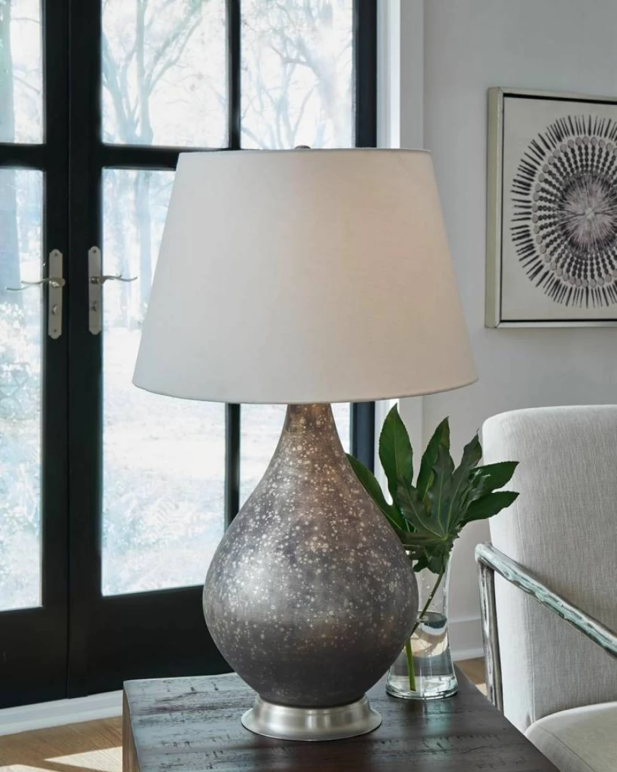 Signature Design by Ashley Bluacy 28.5" Antique Gray Traditional Glass Table Lamp