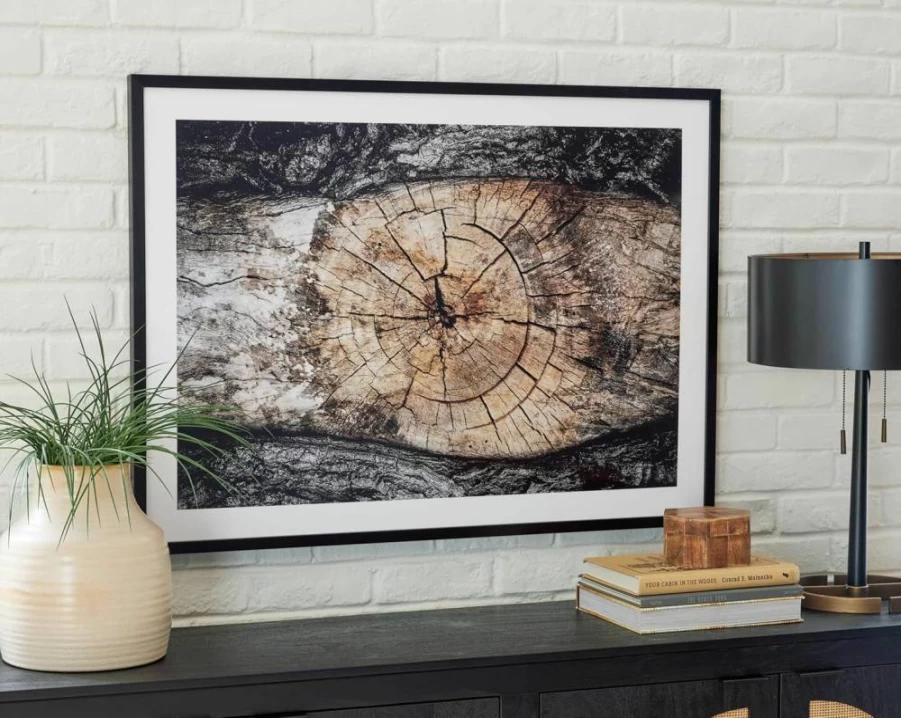 Signature Design by Ashley Freyburn Contemporary Framed Wall Art 30x40 Inches, Light Brown & Black Nature-Themed Rectangle Painting