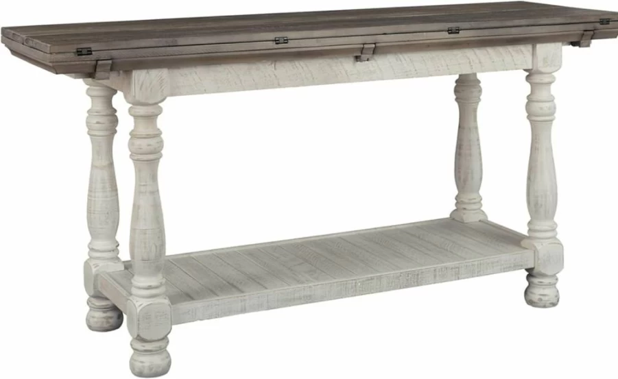 Signature Design by Ashley Havalance Farmhouse Coffee Table - Weathered Gray & White Finish Rectangular Living Room Furniture