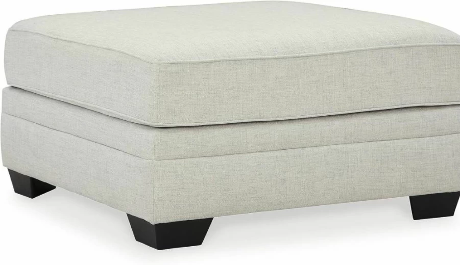 Signature Design by Ashley Huntsworth Oversized Square Accent Ottoman in Gray & Black - Traditional Style Footstool
