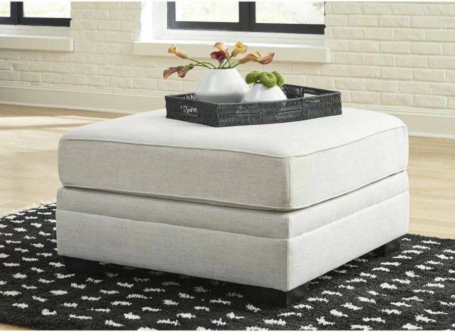 Signature Design by Ashley Huntsworth Oversized Square Accent Ottoman in Gray & Black - Traditional Style Footstool