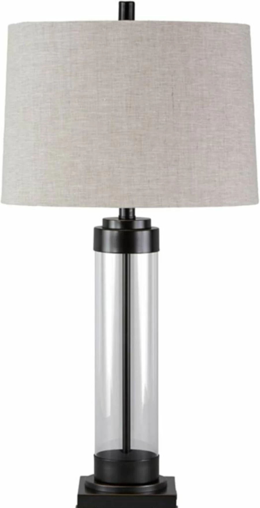 Signature Design by Ashley Talar 30" Industrial Bronze Glass Table Lamp with Drum Shade, Modern Lighting Fixture