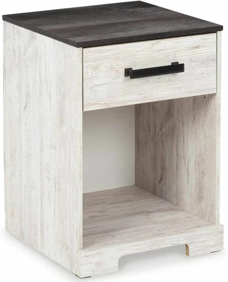 Signature Design by Ashley Paxberry White Bohemian Nightstand with 1 Drawer & Open Cubby, 22.09" Height, Modern Bedside Table