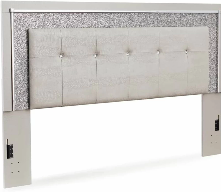 Signature Design by Ashley Zyniden Upholstered Panel Headboard in Silver - Queen/King Size Bed Frame Headboard