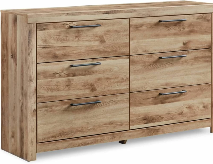 Signature Design by Ashley Hyanna Mid-Century Modern 6-Drawer Dresser in Light Brown & Beige - Stylish Storage Chest for Bedroom