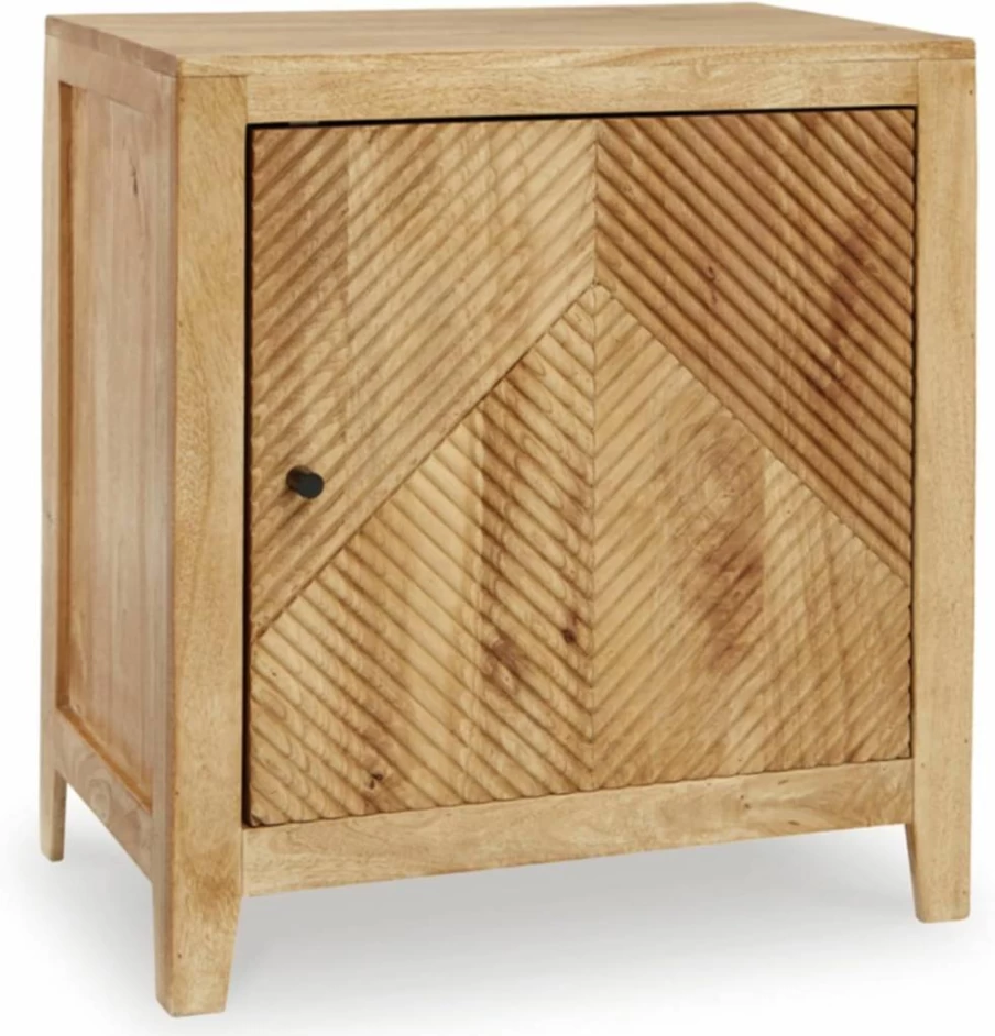 Signature Design by Ashley Emberton Light Brown Accent Cabinet - 1-Door Storage with Shelf, Casual Living Room Furniture
