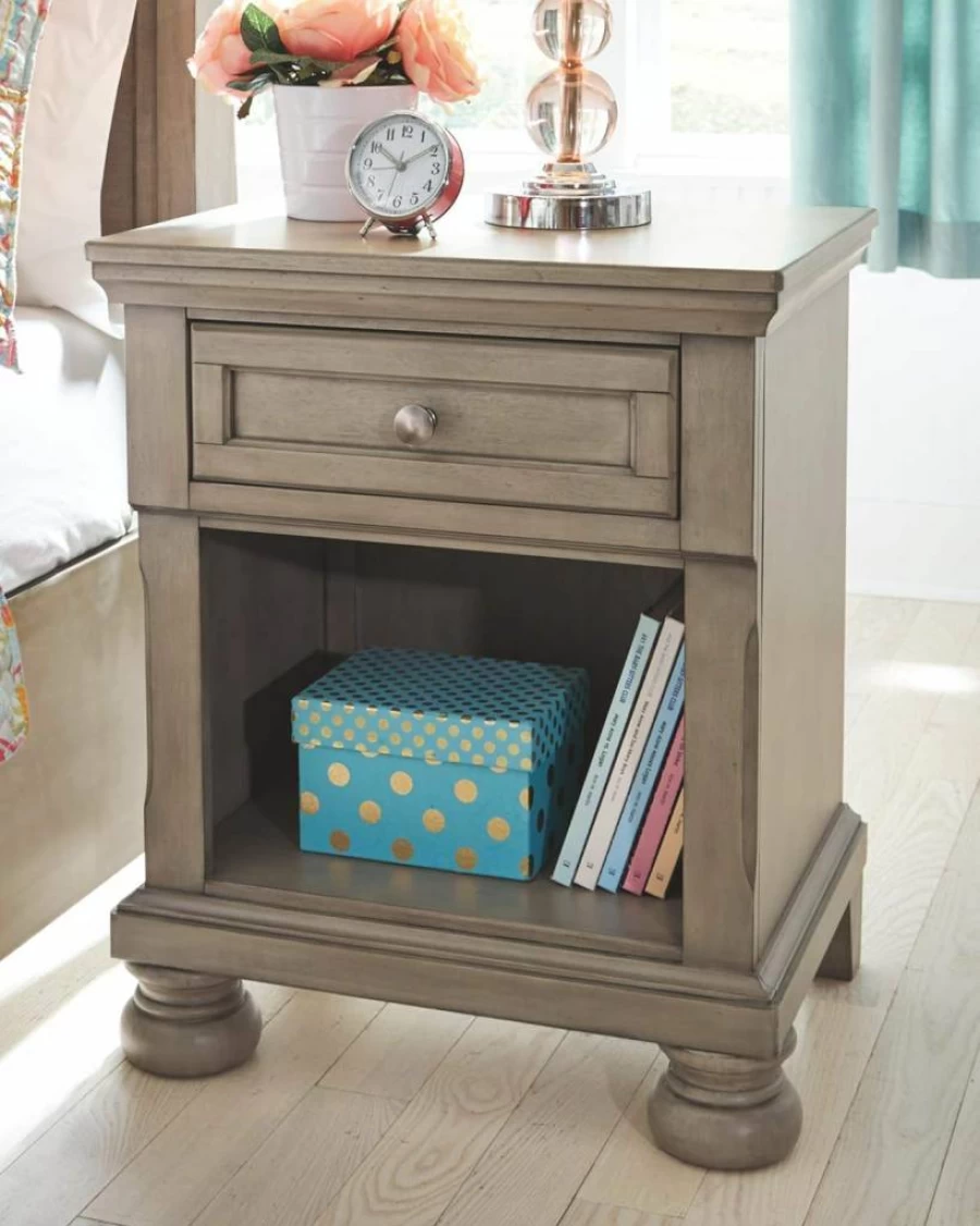 Signature Design by Ashley Robbinsdale White Coastal Nightstand with 1 Drawer & Cubby Storage, 26.75" Height