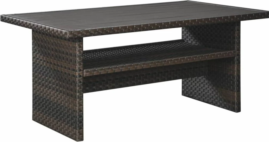 Signature Design by Ashley Dark Brown Resin Wicker Outdoor Patio Table - Multi-Use Easy Isle Collection