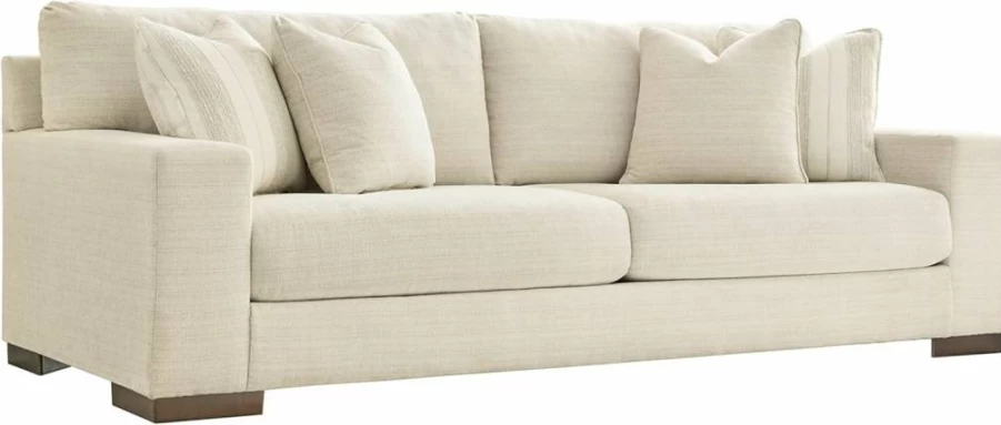 Signature Design by Ashley Maggie Contemporary Upholstered Sofa in Off-White with Accent Pillows - Modern Living Room Furniture