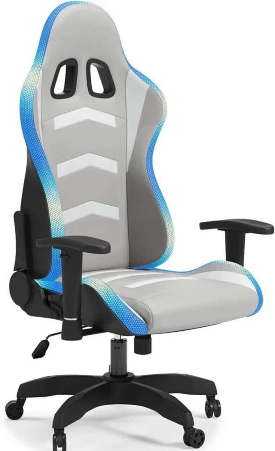 Signature Design by Ashley Lynxtyn Modern Swivel Office Chair - White & Gray Ergonomic Desk Chair for Home & Workspace