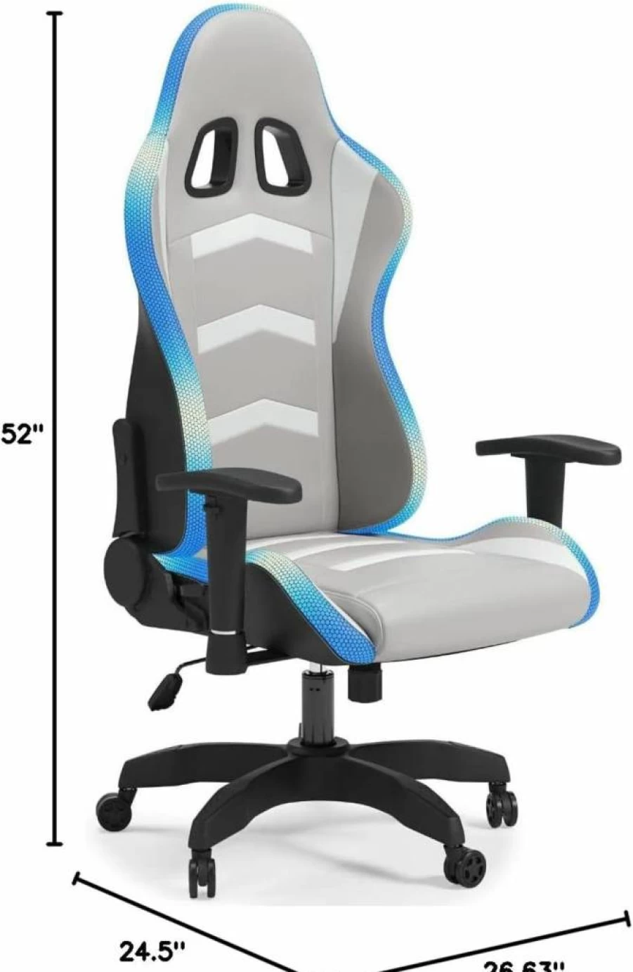Signature Design by Ashley Lynxtyn Modern Swivel Office Chair - White & Gray Ergonomic Desk Chair for Home & Workspace