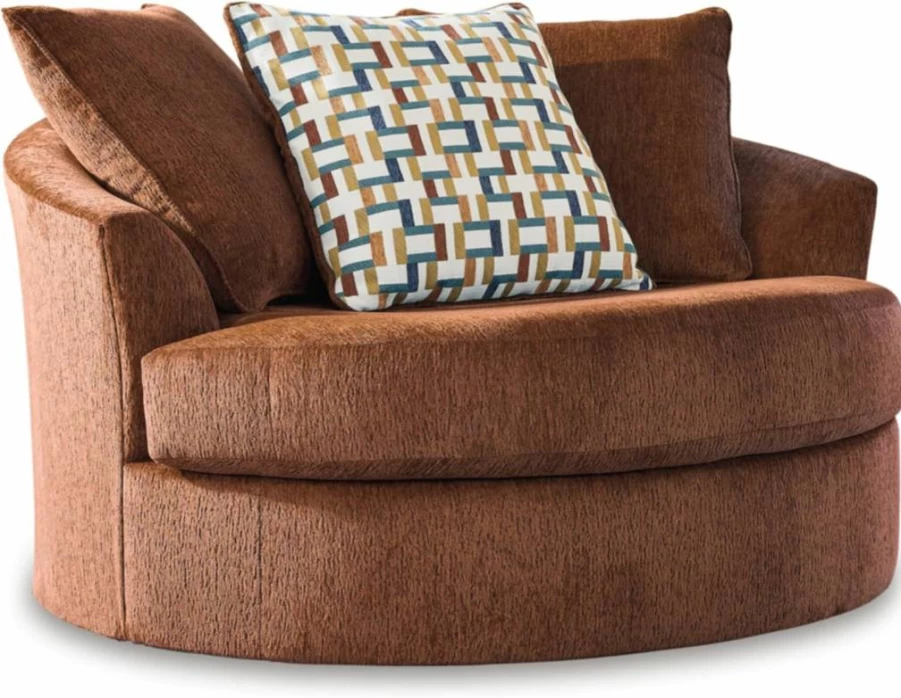 Signature Design by Ashley Laylabrook Oversized Swivel Accent Chair with 3 Back Pillows - Scandinavian Upholstered Lounge Chair in Green
