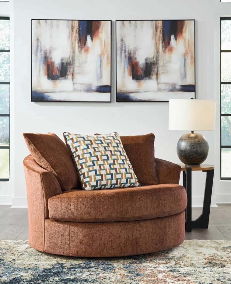 Signature Design by Ashley Laylabrook Oversized Swivel Accent Chair with 3 Back Pillows - Scandinavian Upholstered Lounge Chair in Green