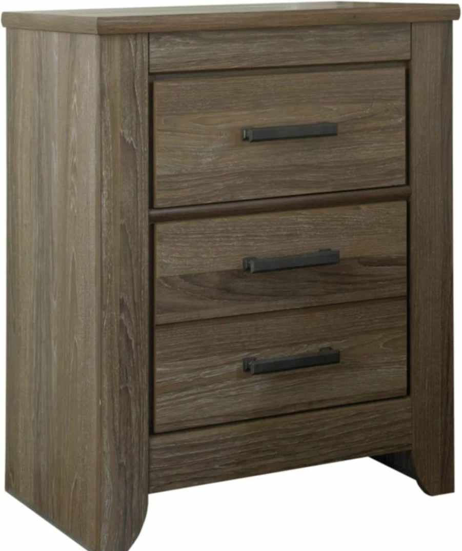 Signature Design by Ashley Juararo Rustic Nightstand - Dark Brown 2-Drawer Bedside Table, 29.21 Inch Height