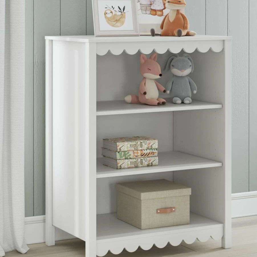 Signature Design by Ashley Hallityn 3-Tier Bookcase - Adjustable Shelves, Modern Freestanding Bookshelf, White Finish