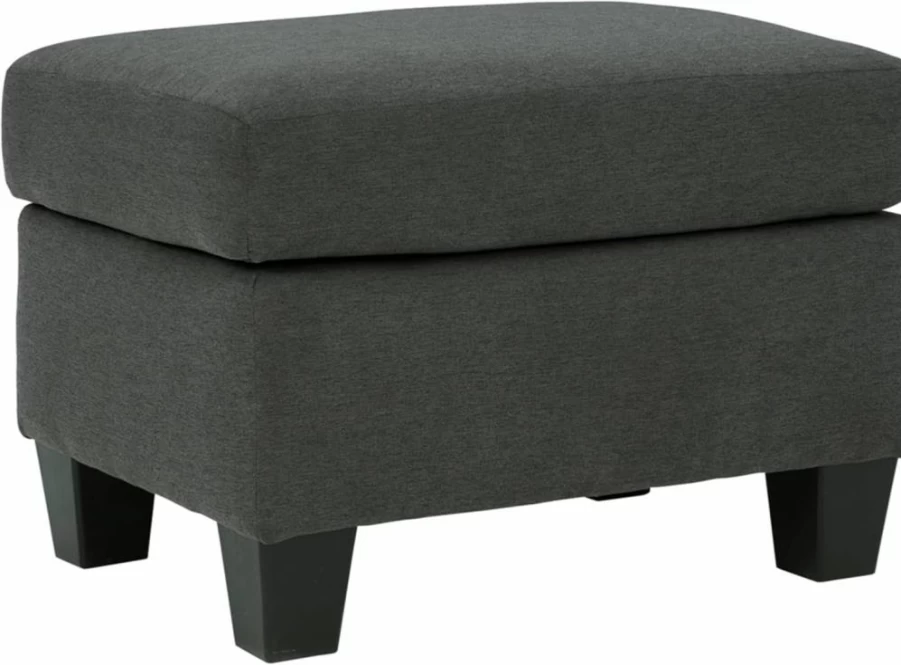 Signature Design by Ashley Bayonne Modern Gray Storage Ottoman - Contemporary Footrest Pouf