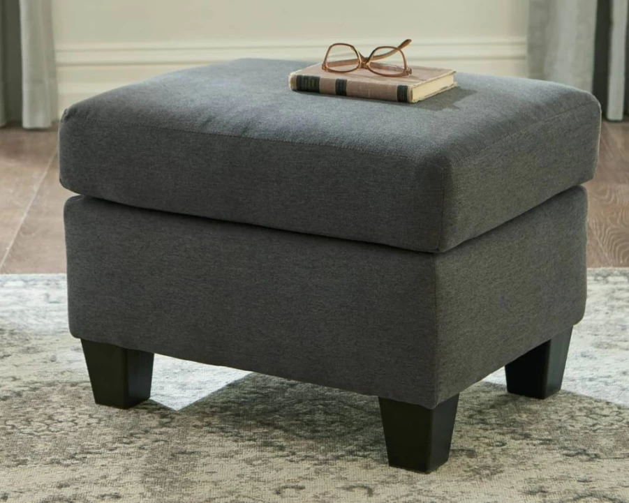 Signature Design by Ashley Bayonne Modern Gray Storage Ottoman - Contemporary Footrest Pouf