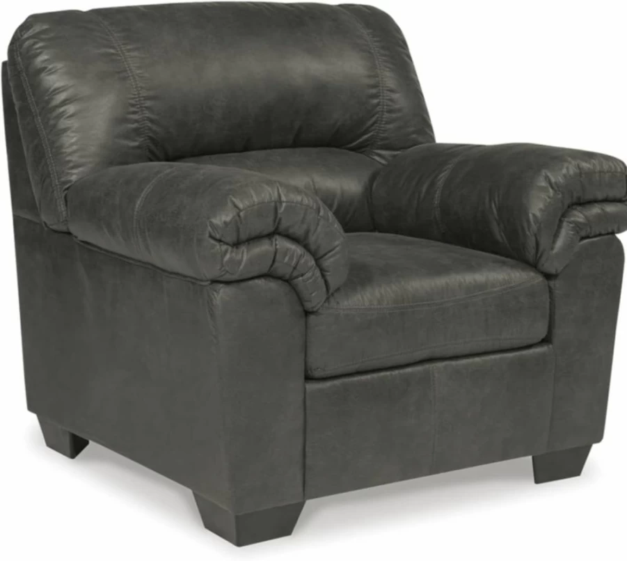 Signature Design by Ashley Bladen Oversized Faux Leather Plush Chair in Gray - Luxurious Comfort for Living Room