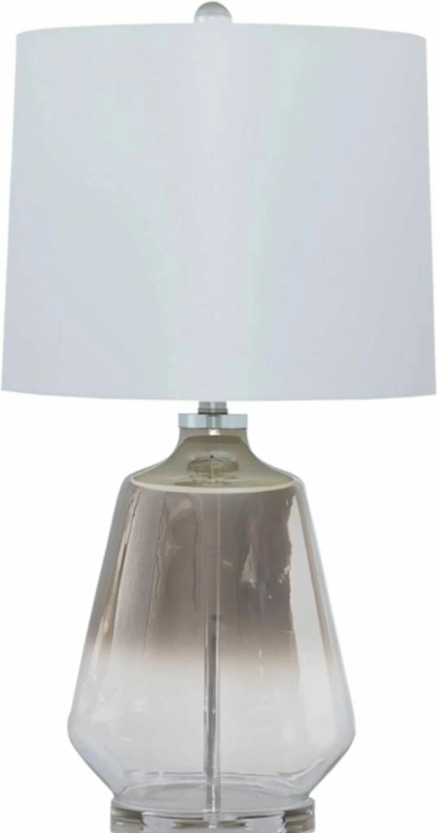 Signature Design by Ashley Jaslyn 28" Silver Glass Table Lamp with White Fabric Shade - Modern Ombre Lighting for Home Decor