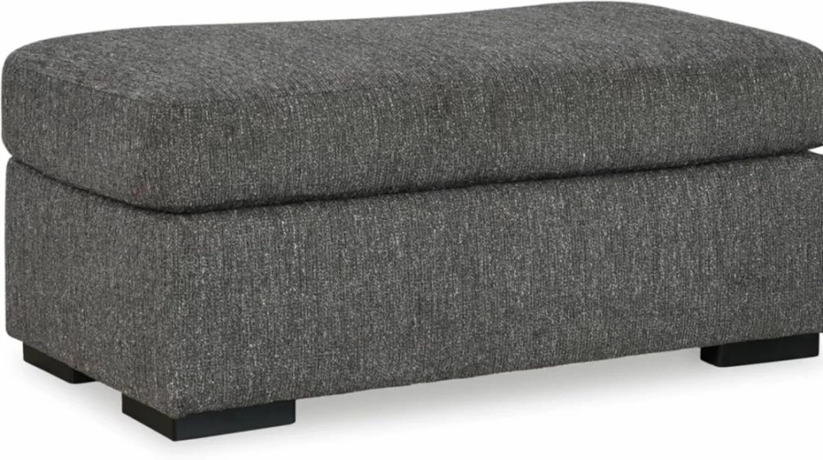 Signature Design by Ashley Gardiner Modern Gray Upholstered Rectangular Ottoman for Living Room