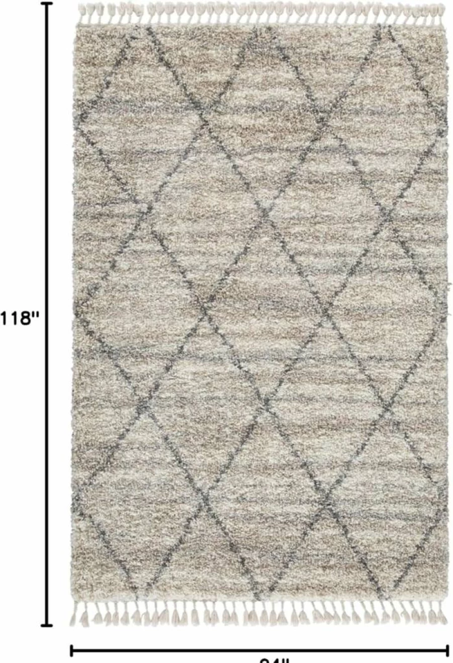 Signature Design by Ashley Abdalah 5' x 7' Beige & Gray Transitional Rug with Marbled Effect and Variegated Gate Pattern, 40mm Pile