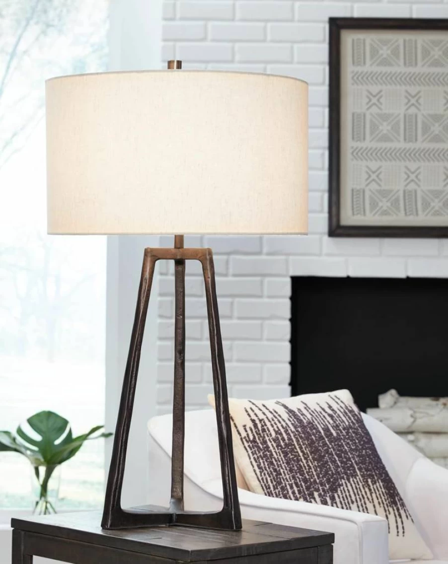 Signature Design by Ashley Wynlett 34.75" Antique Black Casual Table Lamp for Living Room, Bedroom, or Office