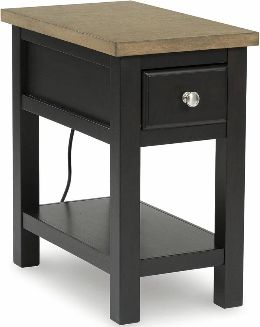 Signature Design by Ashley Bolanburg Farmhouse Side Table - Light Brown & Whitewash Finish, Rustic End Table for Living Room
