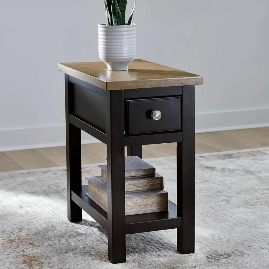 Signature Design by Ashley Bolanburg Farmhouse Side Table - Light Brown & Whitewash Finish, Rustic End Table for Living Room
