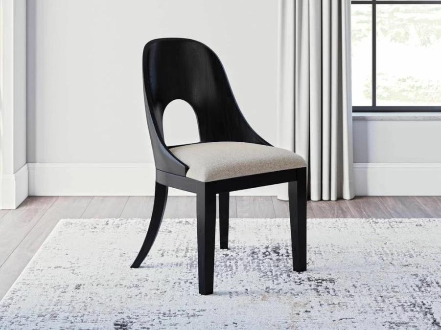 Signature Design by Ashley Rowanbeck Modern Herringbone Office Chair - Black & Beige Upholstered Armless Desk Chair for Home & Workspace