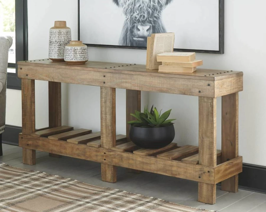Signature Design by Ashley Susandeer Rustic Brown Farmhouse Console Table for Living Room Entryway