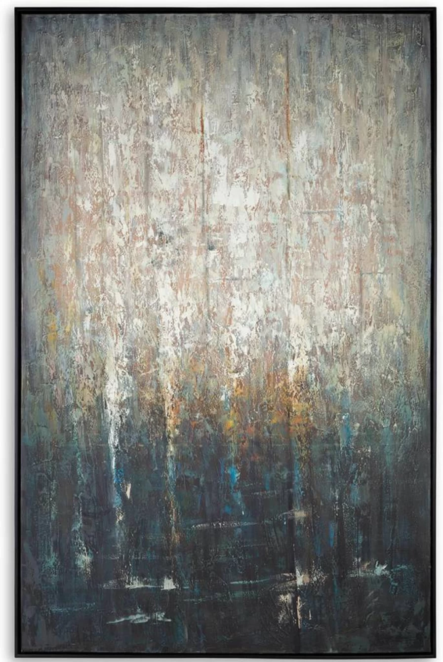 Signature Design by Ashley Montgain Modern Black & Gray Framed Canvas Wall Art - 72x48 Inches, Rectangular Gallery Wrapped Abstract Painting