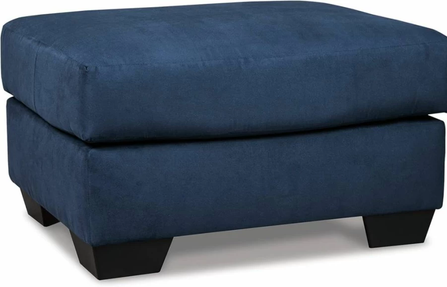 Signature Design by Ashley Darcy Plush Square Accent Ottoman - Soft Grayish Brown Footrest Stool for Living Room