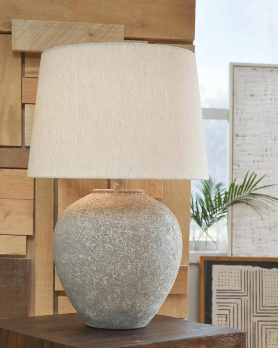 Signature Design by Ashley Dreward 25" Casual Paper Table Lamp in Smoky Brown Finish